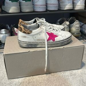 Golden Goose Hi Star Pink Star/Leopard Heel, Excellent Condition Size 36 (US 6)